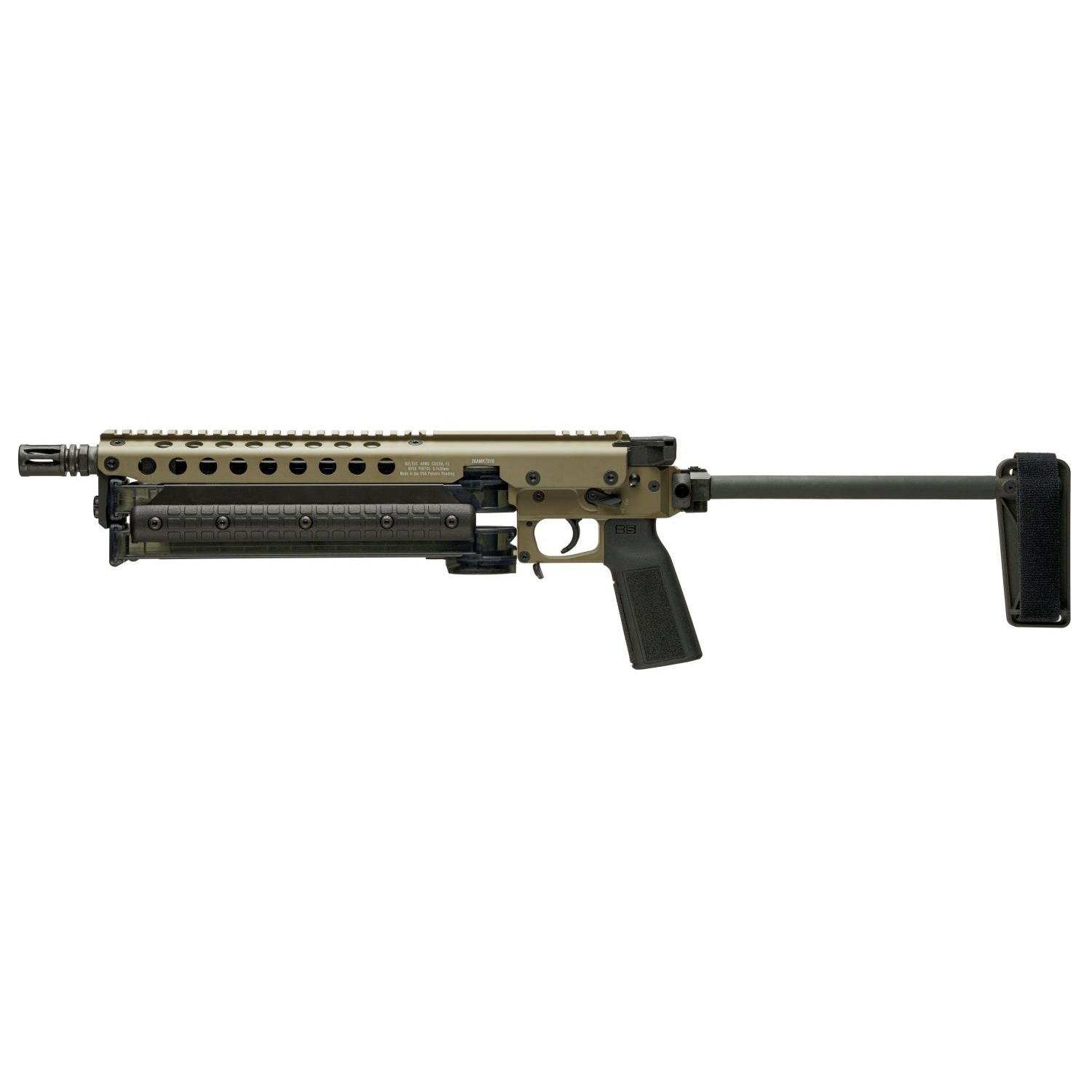 Kel-Tec KP50 Pistol 5.7x28mm 50rd Magazines(2) 9.6" Threaded Barrel Brace Tan Jungle Clip by KelTec