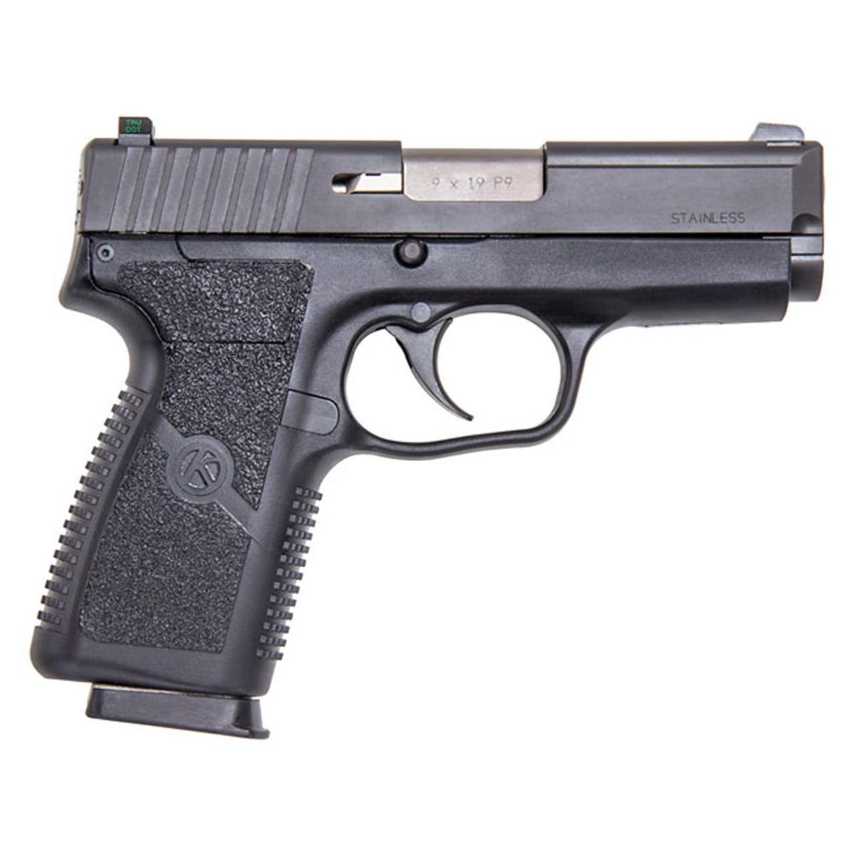 Kahr P9 Handgun 9mm Luger 7rd(2)&8rd(1) Magazines 3.6" Barrel Black Slide/Black Grip Night Sights CA Compliant by Kahr Arms
