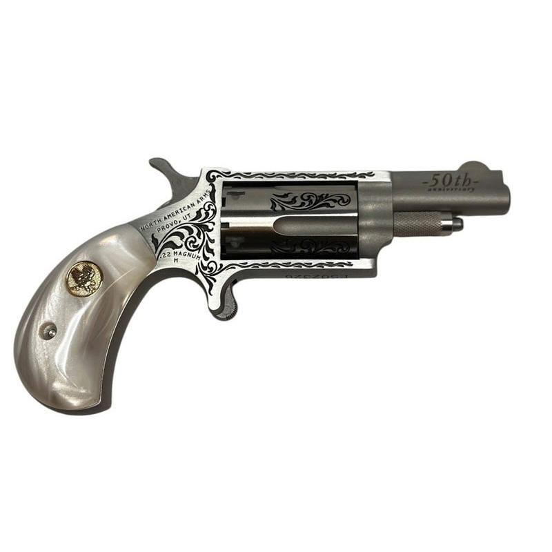 NAA 50th Anniversary Stainless Steel Handgun .22 WMR 5rd Capacity 1.625" Barrel White Pearl Grip Limited Edition by North…