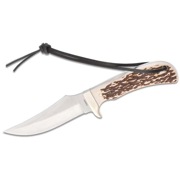 Schrade Uncle Henry Staglon Fixed Knife 4-1/4" Clip Point Blade with Leather Sheath by Battenfeld