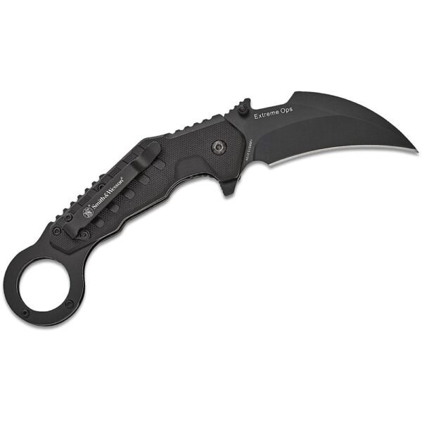 Smith & Wesson Extreme Ops Karambit Assisted Folding Knife 3" Hawkbill Blade Black by Battenfeld