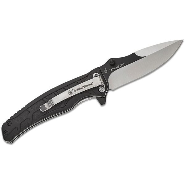 Smith & Wesson Extreme Ops Folding Knife 3" Drop Point Blade Two Tone Black Silver by Battenfeld