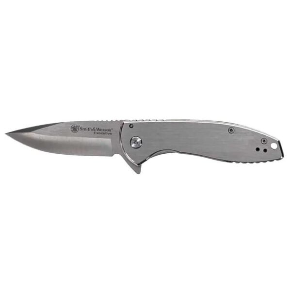 Smith & Wesson KT Executive Platinum Folding Knife 3" Drop Point Blade Silver Box by Battenfeld