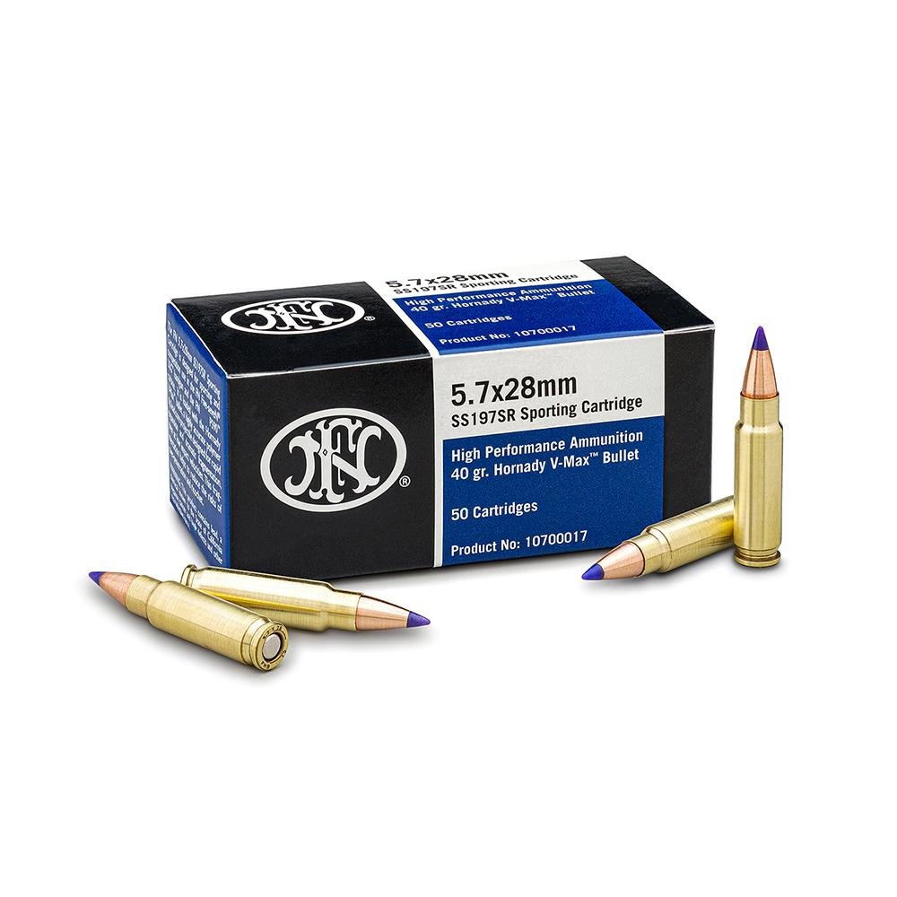 FN SS197SR Handgun Ammunition 5.7x28mm 40gr V-MAX 1738 fps 50/ct by FN America / FN Herstal