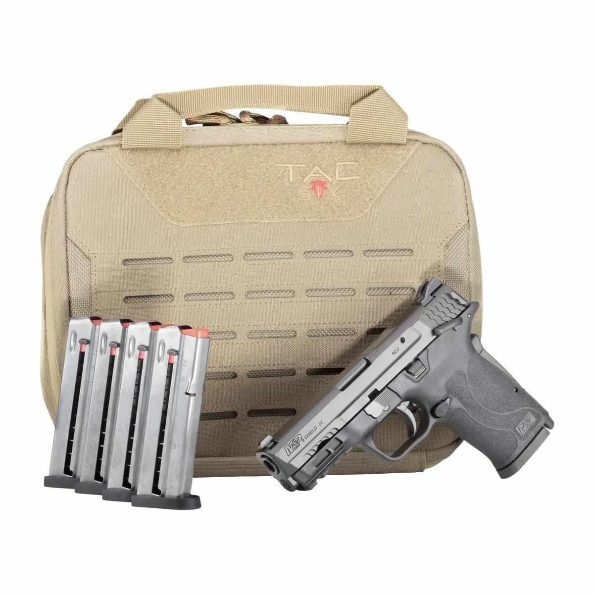 Smith & Wesson M&P9 Shield EZ M2.0 Handgun Bundle 9mm Luger 8rd Magazines (5) 3.675" Barrel Black with Case by Smith &…