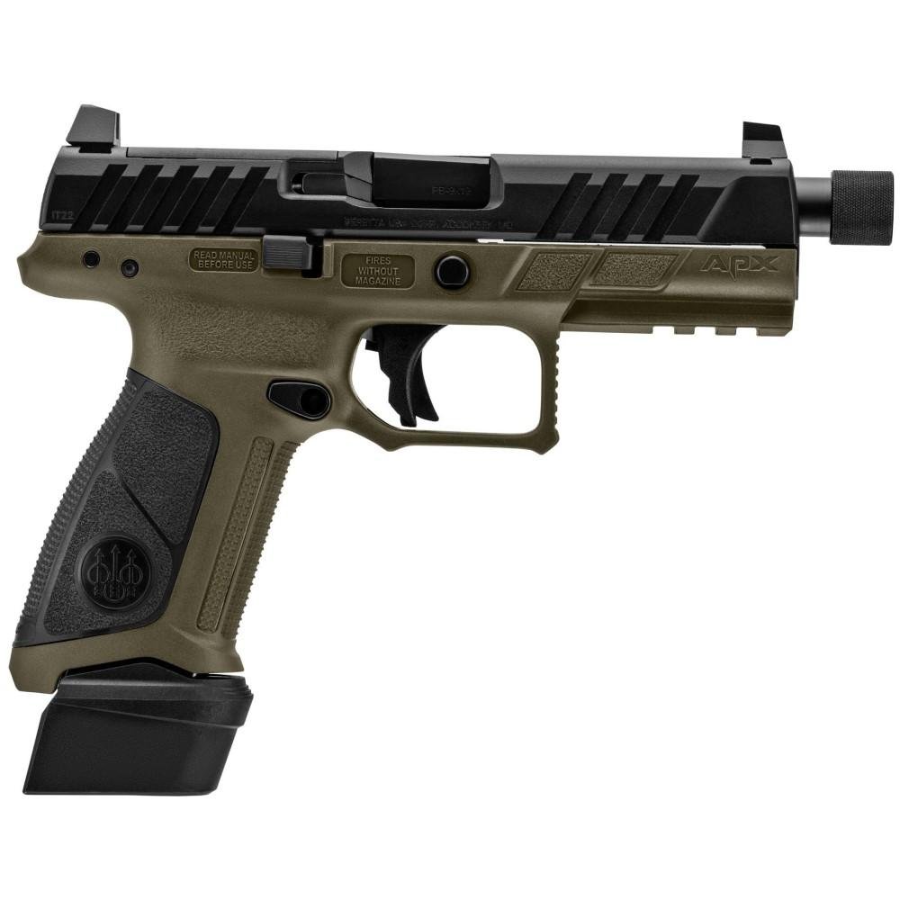 Beretta APX A1 Full Size Tactical Handgun 9mm Luger 21rd Magazines (3) 4.8" Threaded Barrel OD Green with Black Slide and…