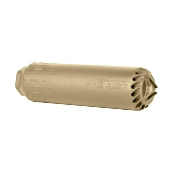 Huxwrx Flow 762 Ti Suppressor 7.62 5/8x24 FDE w/Out Muzzle Device by HUXWRX Safety Company