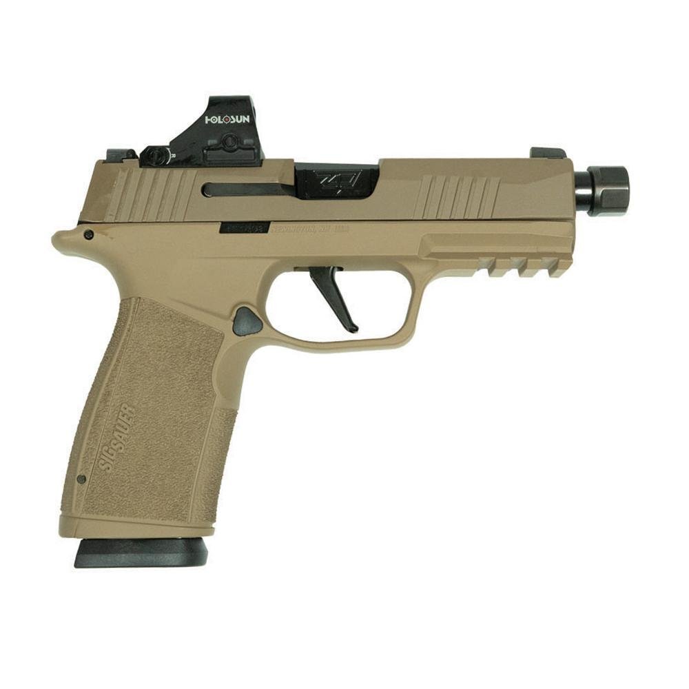 Sig P365 XMacro Handgun 9mm Luger 17rd Magazines (2) 3.7" Threaded Barrel Two-Tone Tan XSeries Slide with Optic by Sig Sauer
