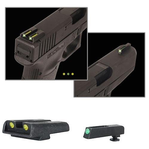 Truglo TFO Tritium/Fiber Optic Day/Night Sights for Glock 17 / 17L 19 22 23 24 26 27 33 34 35 38 and 39 Front Green Rear…
