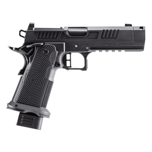 AF1911-ROMULUS 9MM 10Rd Magazine (5) 4.25" MOS Optic Cut Press In Compensated Ramped Bull Barrel DLC BLK by Alpha Foxtrot