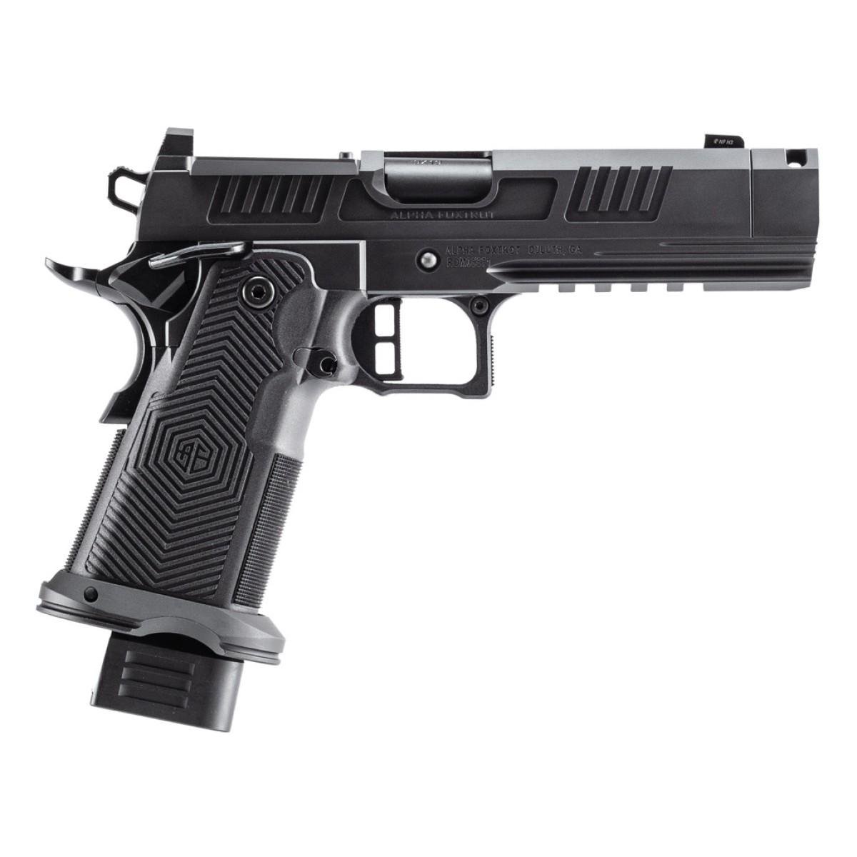 AF1911-ROMULUS 9MM 10Rd Magazine (5) 4.25" MOS Optic Cut Press In Compensated Ramped Bull Barrel DLC BLK by Alpha Foxtrot