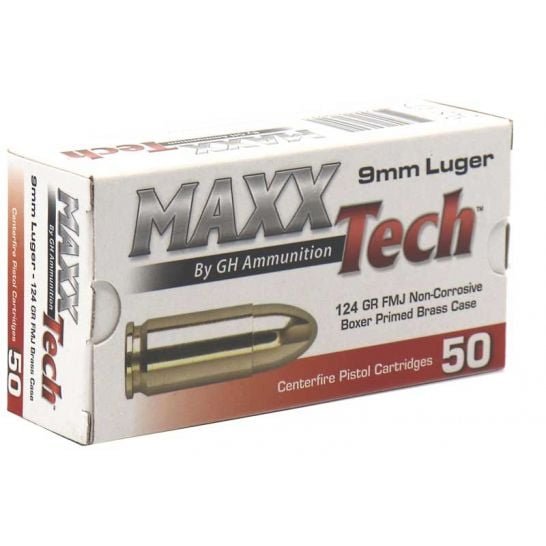 MAXX TECH 9MM 124 GRAIN FMJ 50RD BX 10 BXS PER CASE by MAXXTech