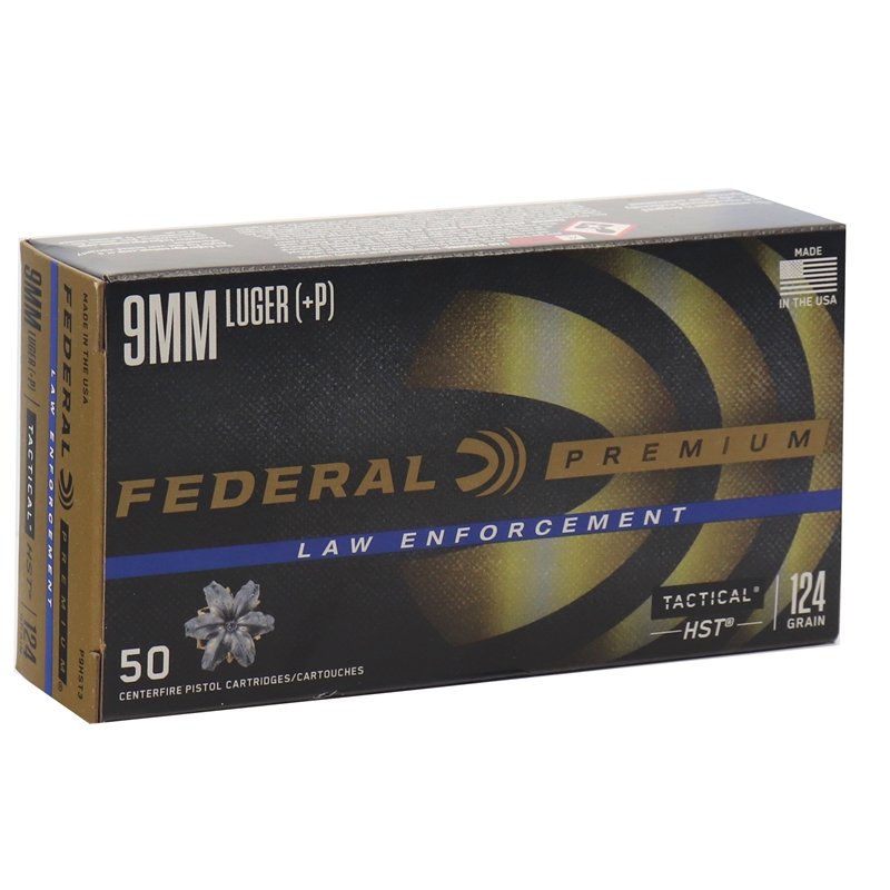 FEDERAL PREM 9MM+P 124GR HST 50RD BX 1000RD CASE by Federal Ammunition
