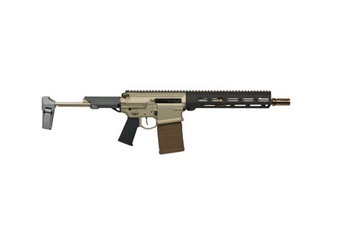 Q BOOMBOX 8.6 BLACKOUT PISTOL 12" BBL, BRACE, GRAY ACCENTS 20RD MAG by Q LLC