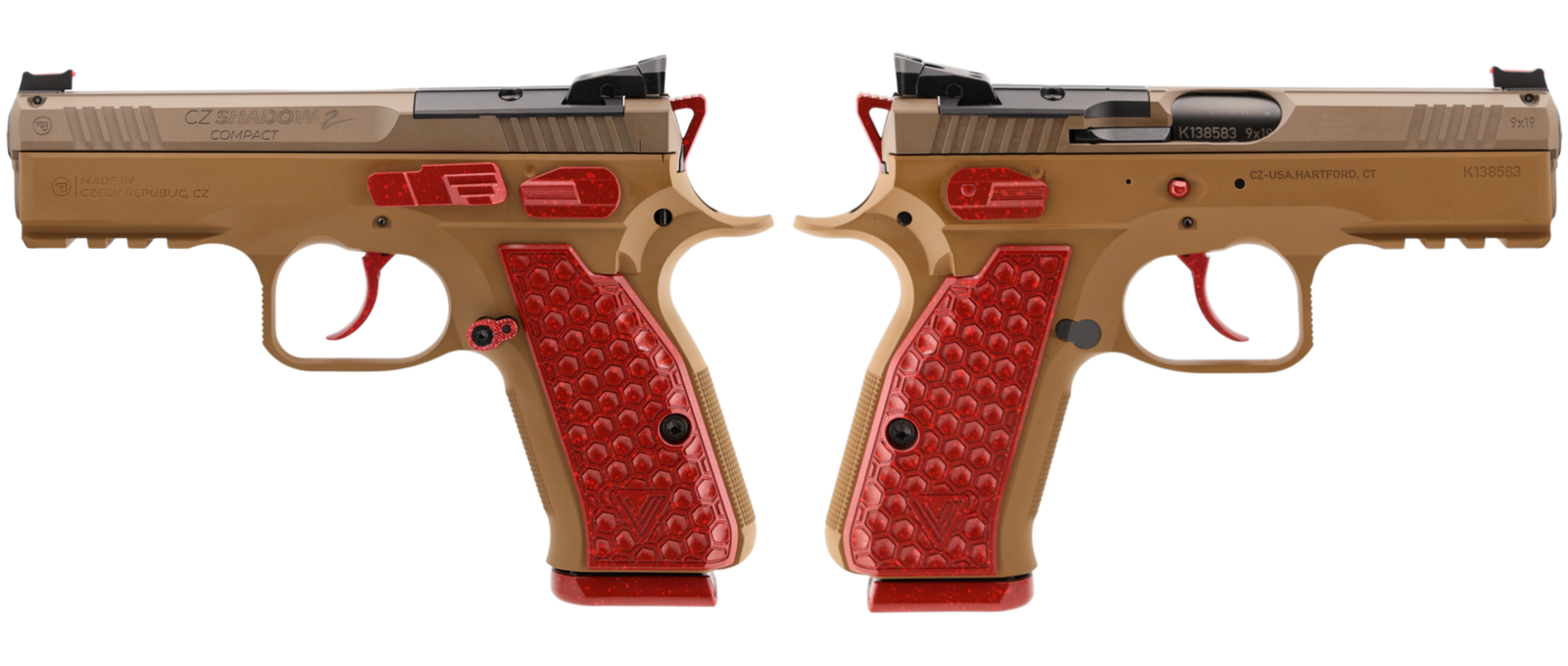 CZ SHADOW II COMPACT PEANUT BUTTER & STRAWBERRY JELLY 9MM PISTOL 4" 2-15RD MAGS by CZ-USA
