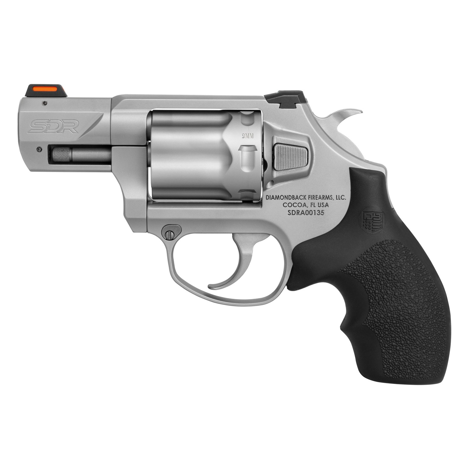 DIAMONDBACK SDR 9MM 2" BRL 6RD RVLVR SA/DA FIBER OPTIC REAR SIGHT STAINLESS GLASS BEAD by Diamondback Firearms