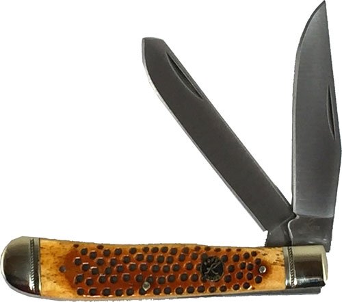 ABKT ROPER PIT VIPER TRAPPER - CARBON 3.25" BLD JIGGED BONE by American Buffalo Knife & Tool